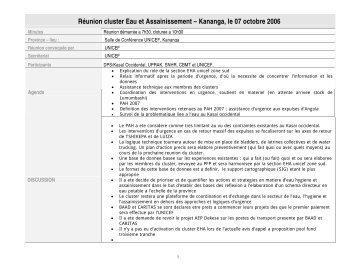 Compte rendu du 07 octobre 2006 - Rdc humanitaire