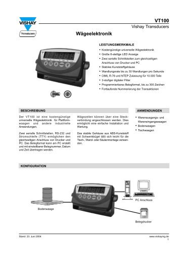 VT100 Wägeelektronik - Zelo