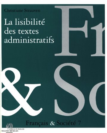 La lisibilité des textes administratifs - Français ... - Langue française