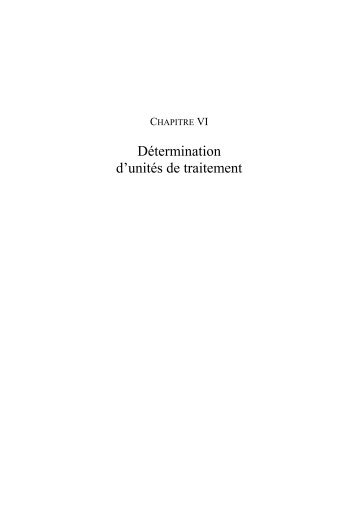 Chapitre VI - Détermination d'unités de traitement - Texto