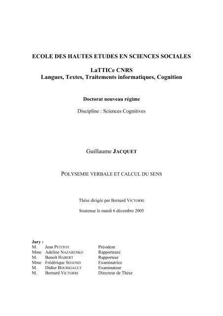 ecole des hautes etudes en sciences sociales - Guillaume Jacquet's ...