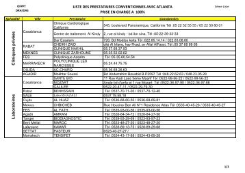 Liste des prestataires conventionnés