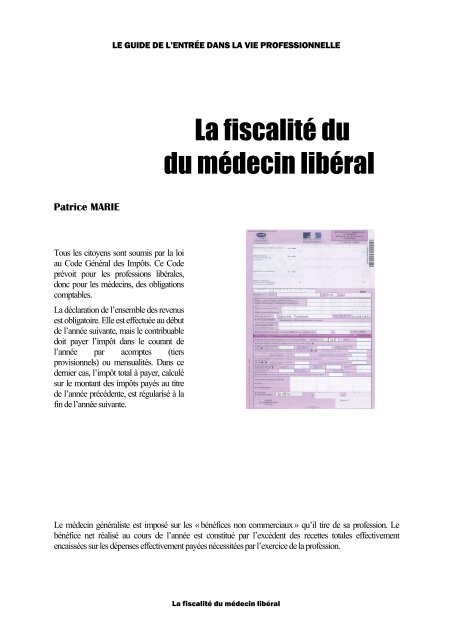 La fiscalité du du médecin libéral - Kb.u-psud.fr