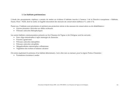 document d'objectifs, grotte de rancogne - PEGASE Poitou-Charentes