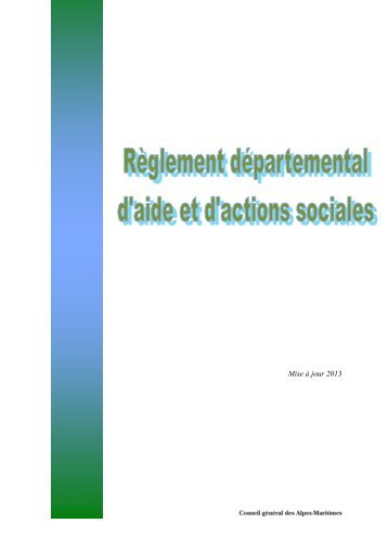 Règlement départemental d'aide et d'actions sociales - Conseil ...
