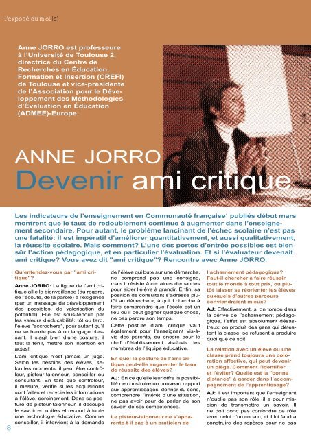 Anne JORRO Devenir ami critique - entrées libres