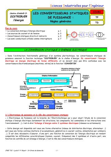 Les convertisseurs statiques de puissance