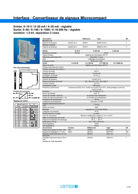 Modules d'interface: relais, convertisseurs et de câblage ...