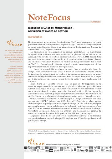 Focus Note du CGAP n°31