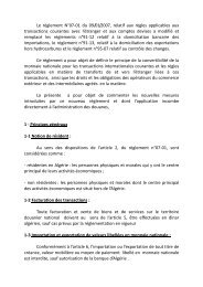 Règlement N°07-01 du 09/01/2007 de la Banque d'Algérie