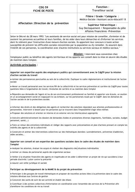 profil de poste - Centre de gestion de la fonction publique territoriale ...