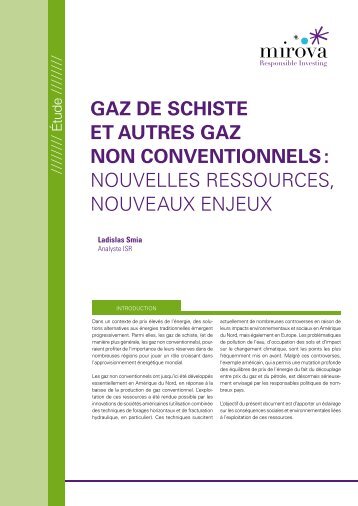 Gaz de schiste et autres Gaz non conventionnels ... - Mirova