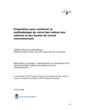 Proposition pour améliorer la méthodologie de calcul des indices ...