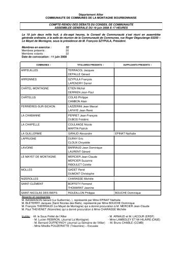 Département Allier COMMUNAUTE DE COMMUNES DE LA ...