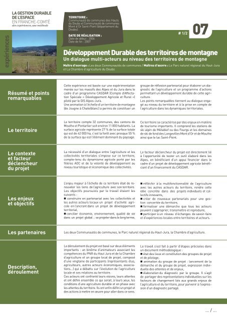 la gestion durable de l'espace en franche-comté - Réseau Rural ...