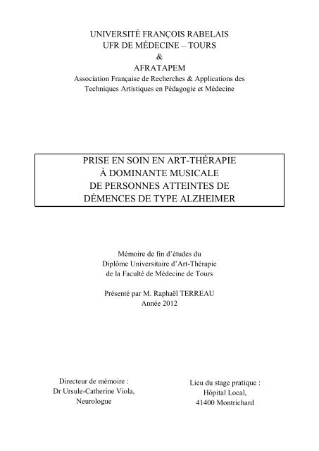 Une prise en soin de personnes âgées atteintes de Démences de ...