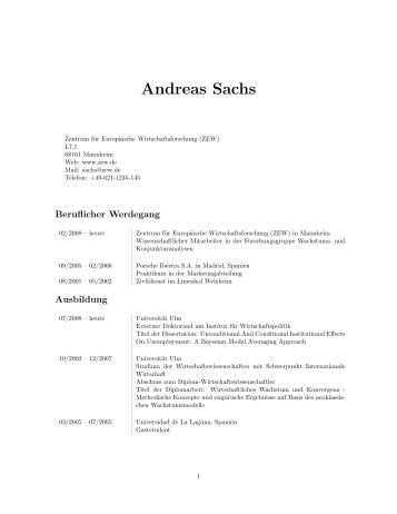 Andreas Sachs - Zentrum für Europäische Wirtschaftsforschung GmbH