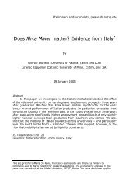 Does Alma Mater matter? Evidence from Italy*