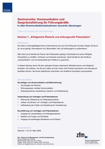 Seminarreihe: Kommunikation und Gesprächsführung für ...