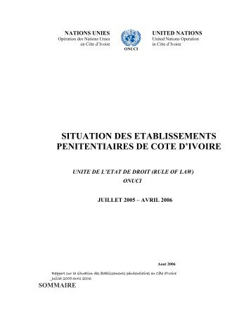 situation des etablissements penitentiaires de cote d'ivoire - Onuci