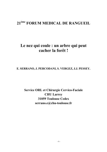 Conduite à tenir et traitement devant un écoulement nasal ... - EPP