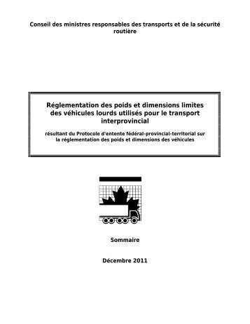 Réglementation des poids et dimensions limites des véhicules ...