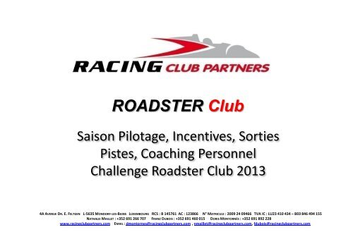 Incentives 2013 - Racing Club Partners