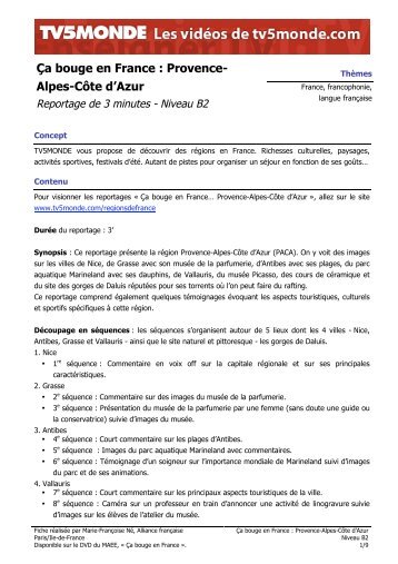 Ça bouge en France : Provence- Alpes-Côte d'Azur - TV5 Monde