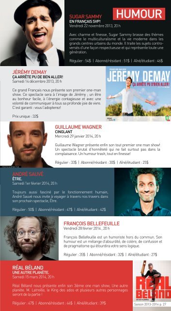 Programmation 2013-2014 - Centre Culturel de Beloeil