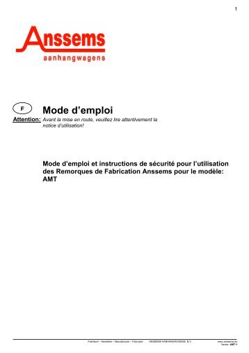 Mode d'emploie AMT - Anssems