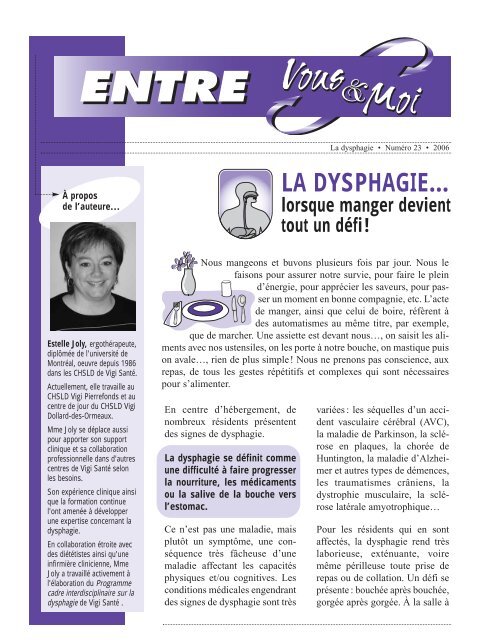 LA DYSPHAGIE… - Vigi Santé