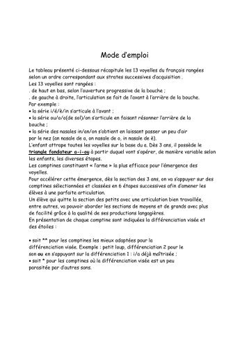 comptine 1 principes de progression phonatoire