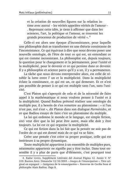 Introduction à la pensée d'Alain Badiou. Les quatre ... - Nessie