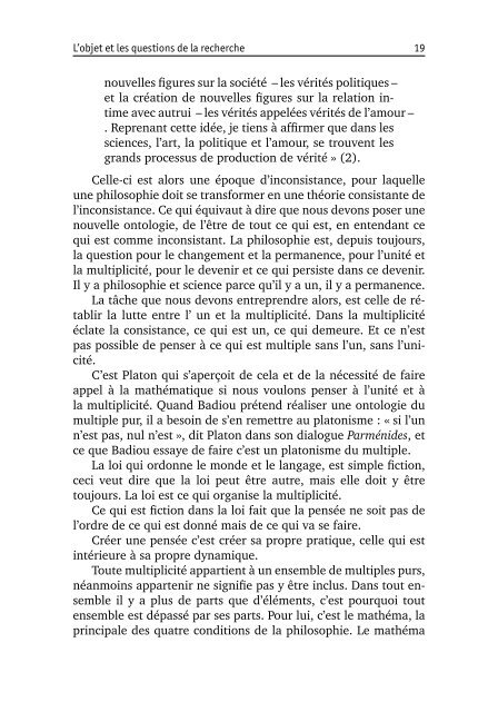 Introduction à la pensée d'Alain Badiou. Les quatre ... - Nessie