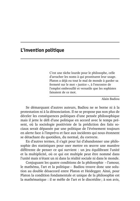 Introduction à la pensée d'Alain Badiou. Les quatre ... - Nessie