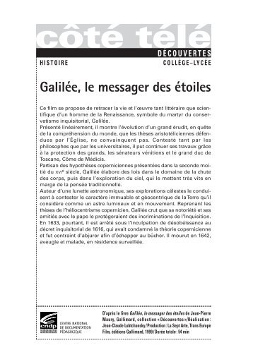 Galilée, le messager des étoiles - CNDP