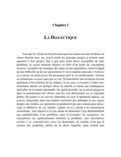 La Dialectique aristotélicienne, les principes clés des Topiques ...