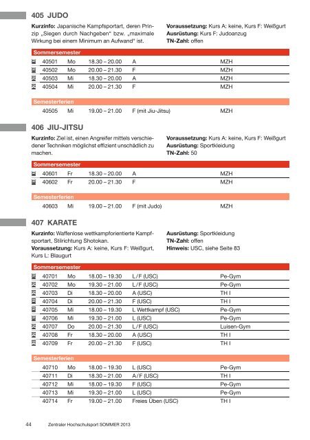 Sportprogramm Sommer 2013 - ZHS