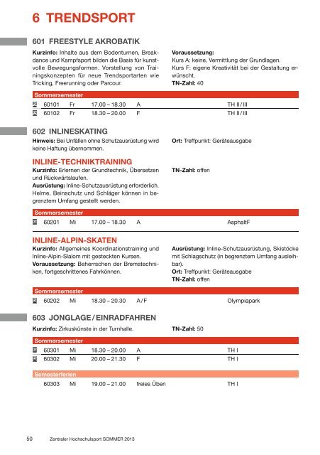 Sportprogramm Sommer 2013 - ZHS