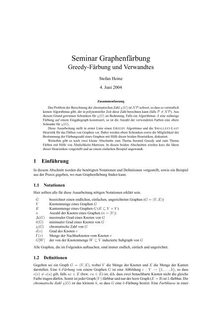 Seminar Graphenfärbung - ZIB