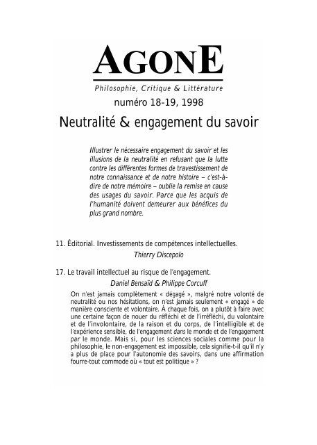 Agone n° 18-19 - pdf (1090 Ko) - Atheles