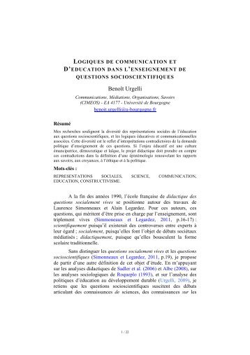 Texte intégral de la contribution de Benoît Urgelli (PDF - 321 Ko)