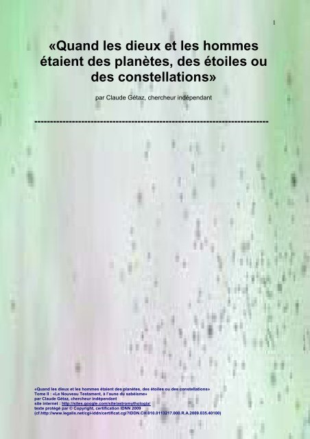 nouveau testament a l'aune du sabisme.pdf - Quand les dieux et les ...