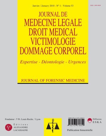 MEDECINE LEGALE DROIT MEDICAL VICTIMOLOGIE DOMMAGE CORPOREL