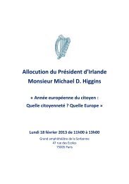 Allocution du Président d'Irlande Monsieur Michael D. Higgins