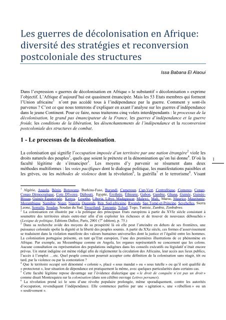 60- Les guerres de décolonisation en Afrique