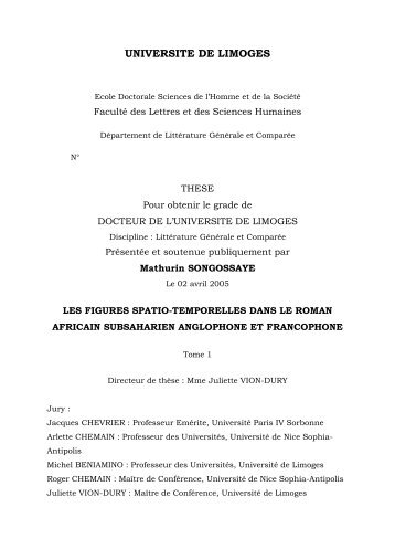 Les figures spatio-temporelles dans le roman africain subsaharien ...