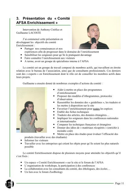 Compte Rendu sur la Conférence de Soigneurs Animaliers ... - AFSA