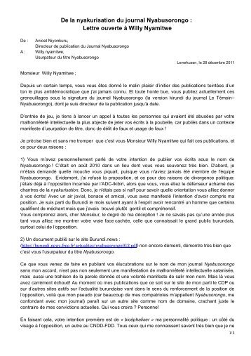 Nyabusorongo Magazines De La Nyakurisation Du Journal Nyabusorongo Burundi News Free