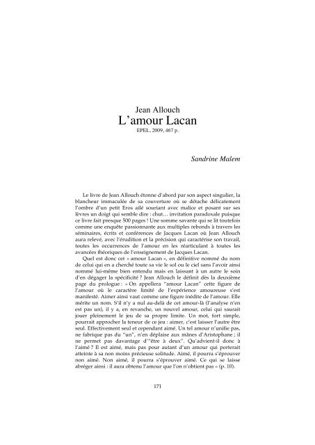 Sandrine Malem Jean Allouch